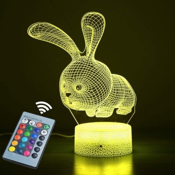 Lampka nocna 3D z pilotem - królik [23040000778]